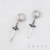PAIR OF DAGGER SWORD BAT ENCRUSTED KNIGHT 316L SURGICAL STEEL EARRING